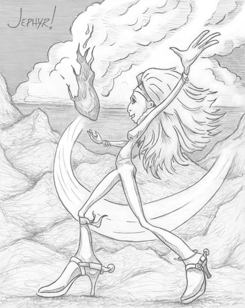 Pencil Sketch - "Heart O' Fire" - Copyright 2019, Jephyr (Jeff Curtis), All Rights Reserved